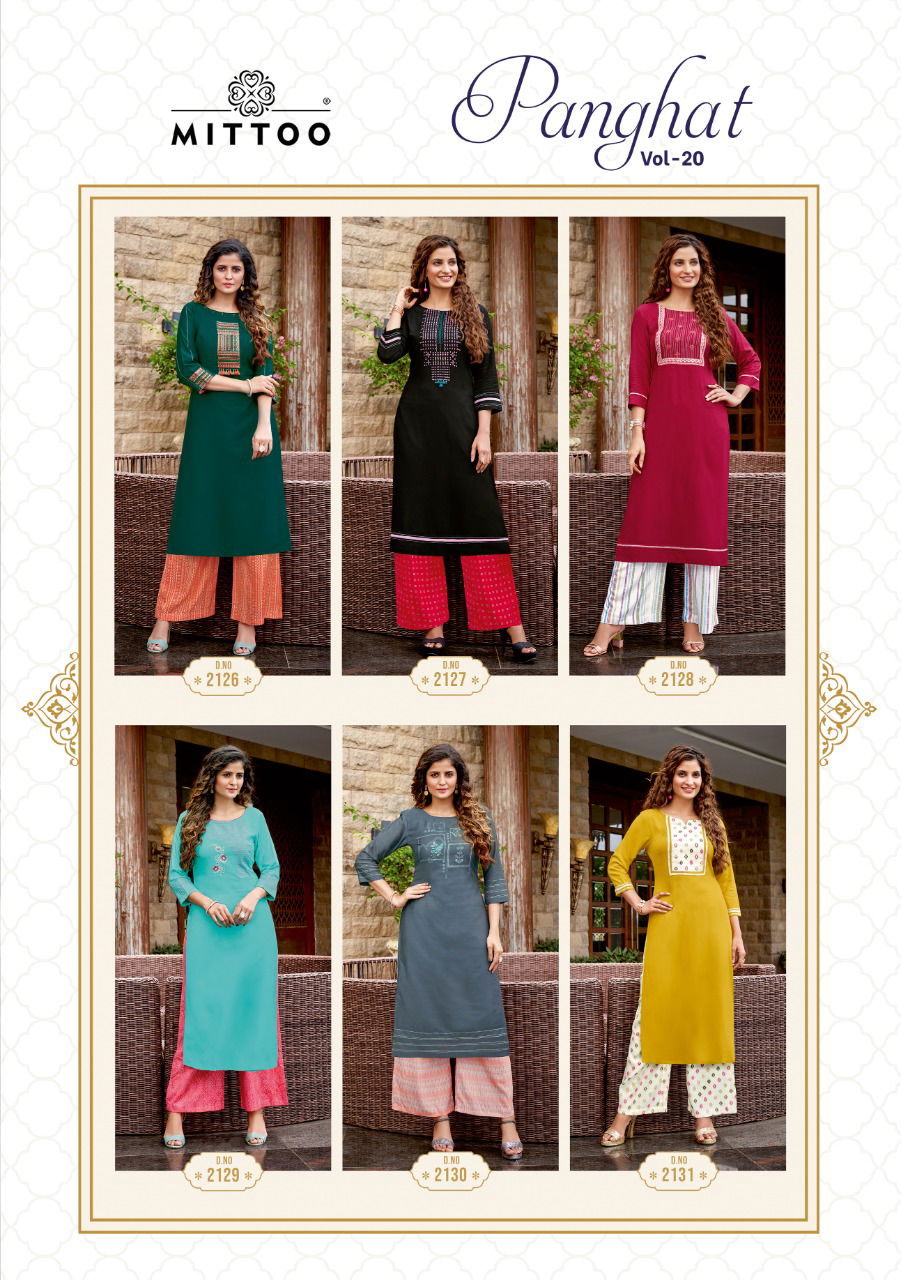 Mittoo Panghat 20 Fancy Festive Wear Heavy Chinon Kurti With Bottom Collection